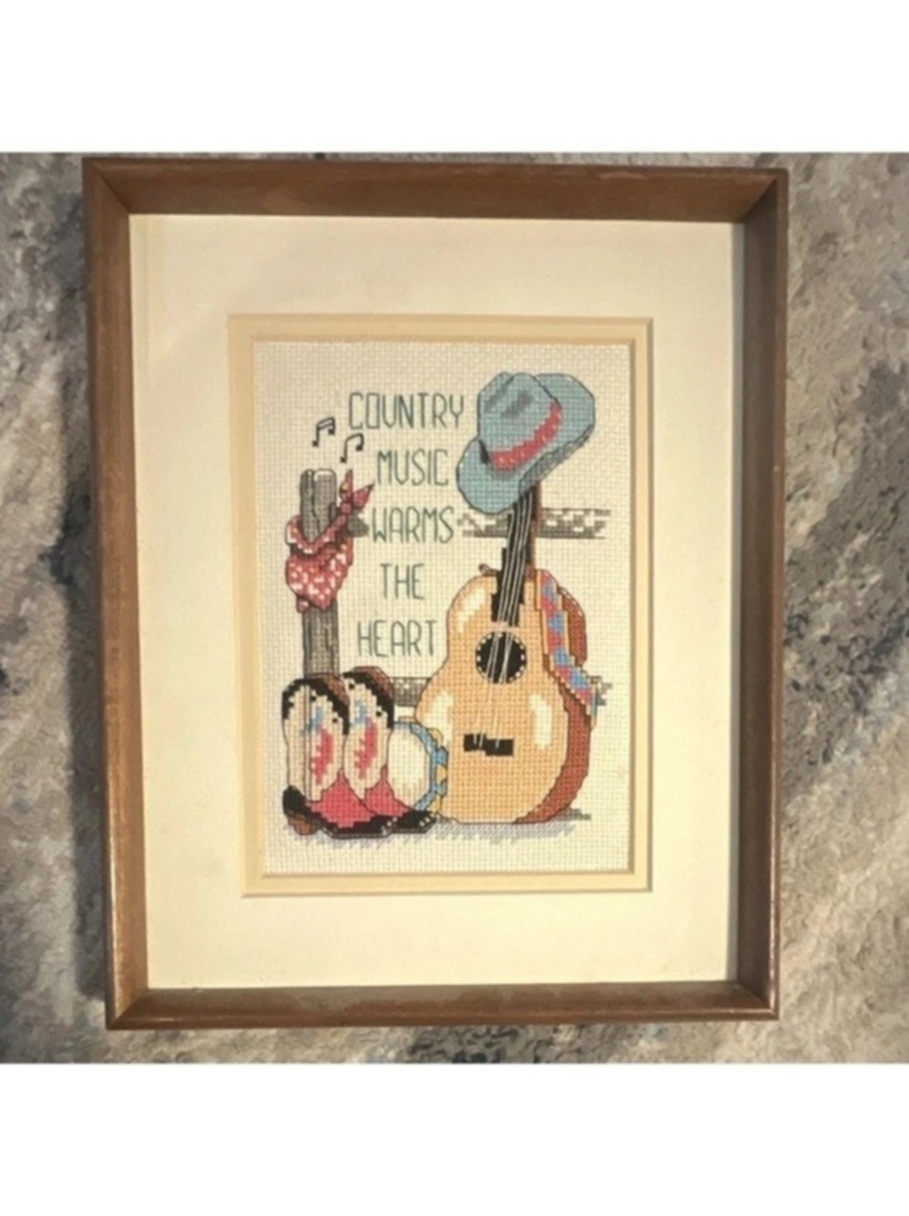 Sunset Jiffy Country Music Warms The Heart Framed Cross Stitch Art